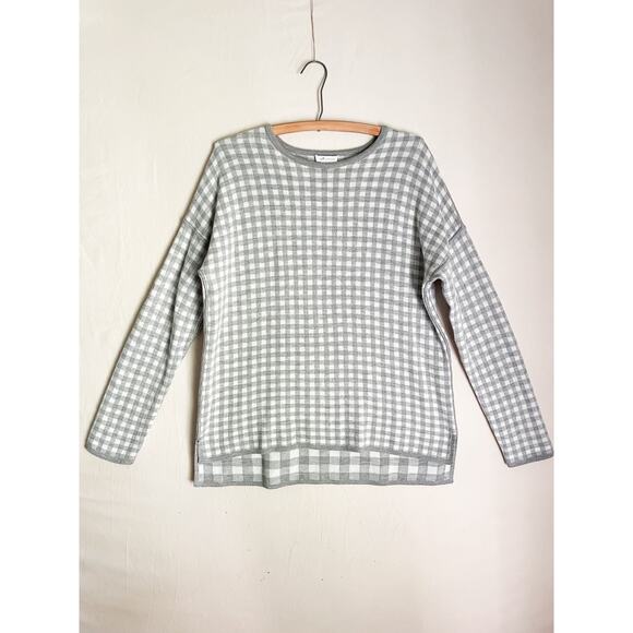 J. Jill Reversible Gray White Block Sweater. Size Small. Great condition. - Picture 1 of 6